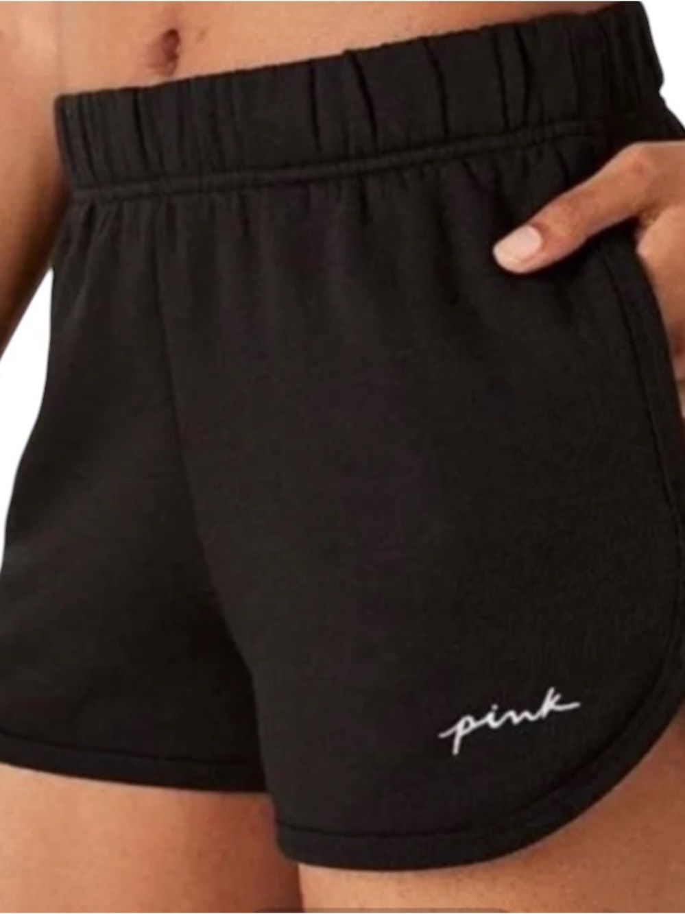PINK Victoria's Secret Black Athletic Shorts with Script Logo